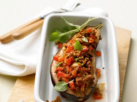 Gevulde aubergine met gehakt