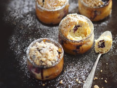 Muffins aux myrtilles en verrines