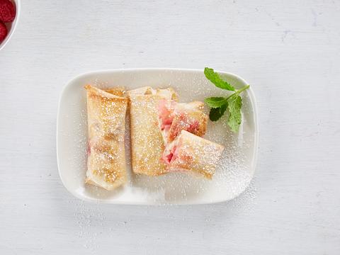 Nems met witte chocolade en frambozen