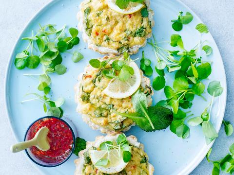 quiche met krab en waterkers
