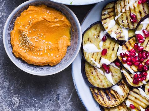 hummus met gegrilde paprika