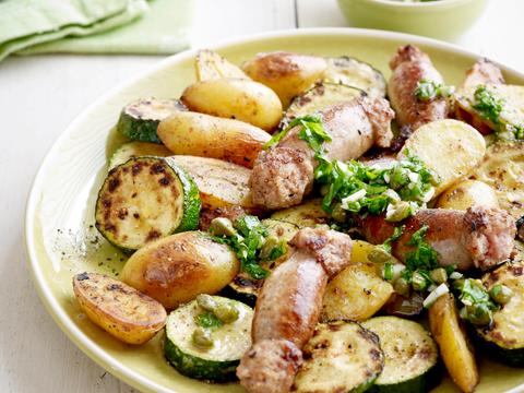 Gebakken krieltjes en courgette