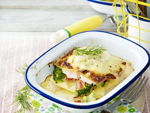 Lasagne met zalm en broccoli