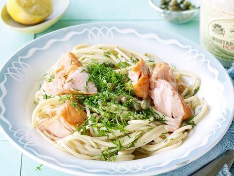 Pasta met zalm