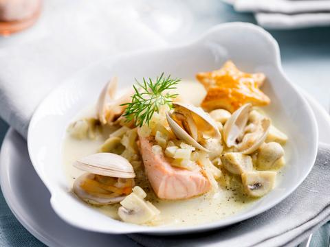 Zalmpannetje met venusschelpen