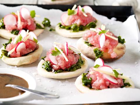 Pizza met tonijn en wassabi