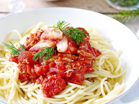Spaghetti met krab