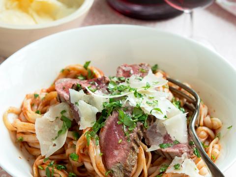 Pasta met ossenhaas