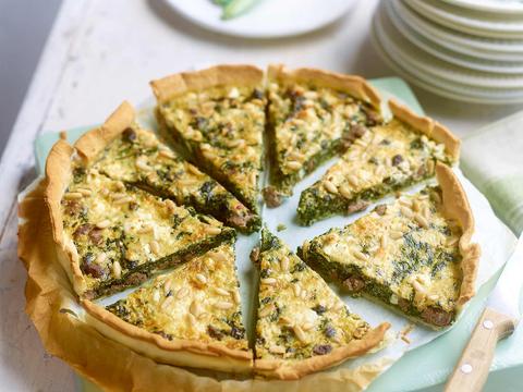 Quiche met lam, spinazie en feta