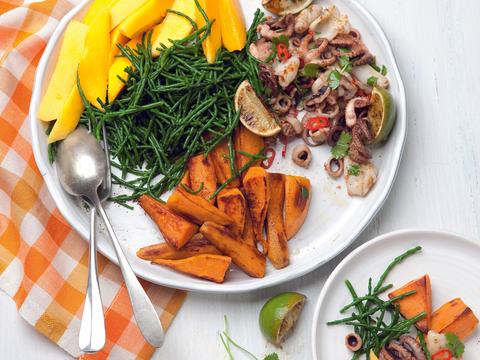 Salade van zoete aardappel