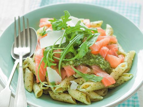 Penne met gerookte zalm