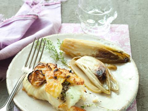 Heilbotfilet met aardappelschubben