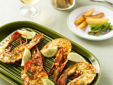 Scampi met sperzieboontjes
