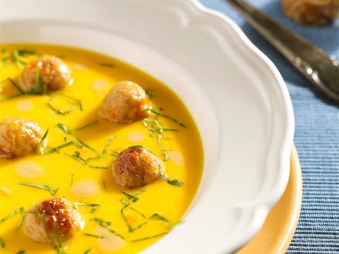 Pompoensoep met balletjes