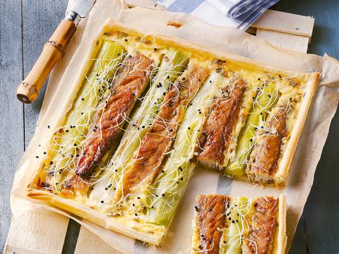 Quiche met prei en makreel
