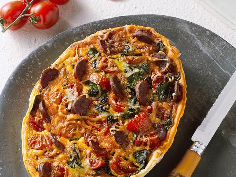Quiche met tomaten en spinazie