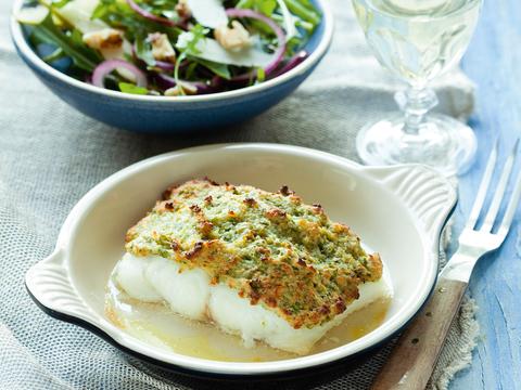 Schelvis met pistachekorstje