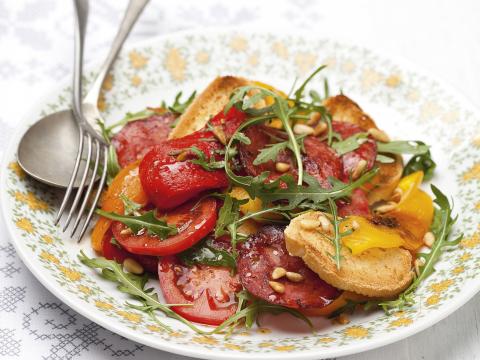 Salade van geroosterde paprika met chorizo