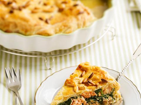 Pastei van zalm en spinazie