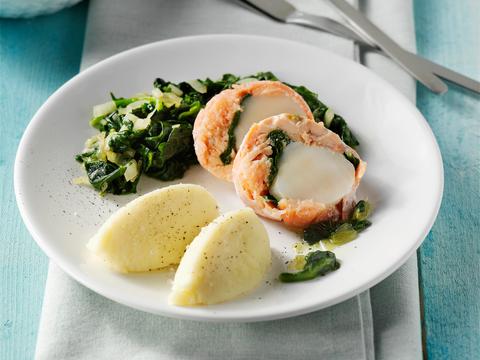 Visrolletjes met spinazie