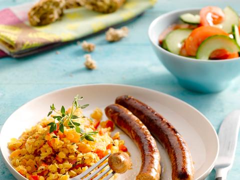 Merguezworst met linzensalade