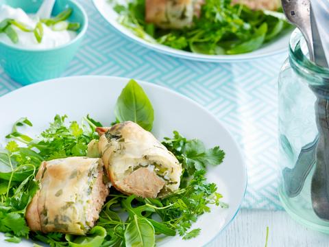 Zalmpakjes met filodeeg