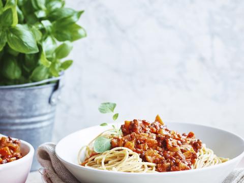 Spaghettis sauce bolognaise végétarienne