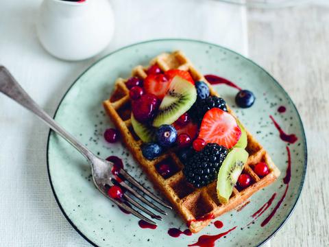 Vanillewafels met vers fruit