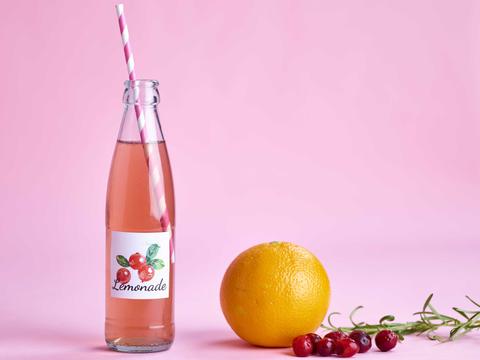 Homemade limonade met veenbessensap en rozemarijn