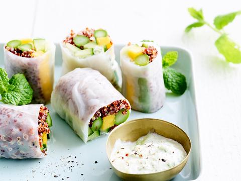 Springrolls met quinoa en groene asperges