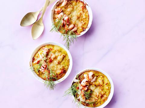 Ovenhapje met krab, curry en appeltjes