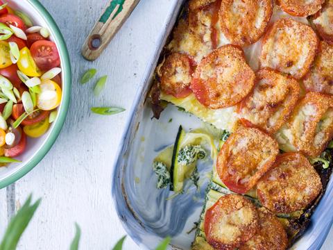 Lasagne van gegrilde spitskool en ricotta