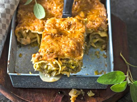 Cannelloni met gruyère, emmentaler, prei en kip
