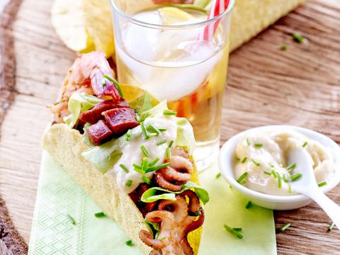 taco's met scampi's, inktvis en chorizo