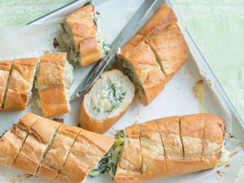 Stokbrood met artisjok en spinazie