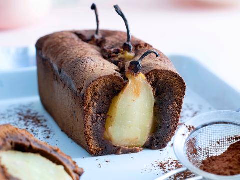 Chocoladecake met peertjes
