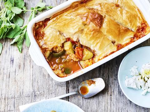 Ratatouille met filodeegkorst
