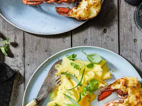 Kreeft thermidor met pappardelle