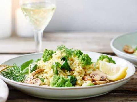 Risotto met romanesco en boschampignons