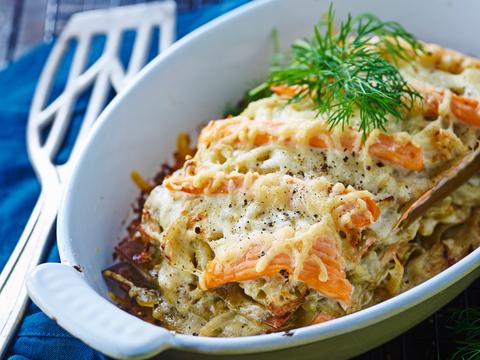 Zalmlasagne met venkel