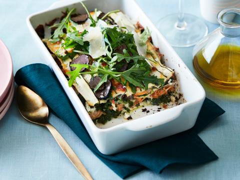 Lasagne van boschampignons, boerenkool en truffel