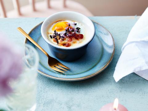 Cocotte met spinazie en pancetta