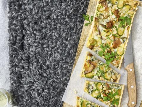 Spruitjesquiche met kalkoen en oesterzwammen