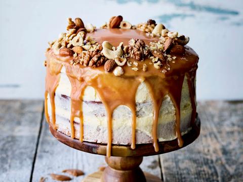 Naked cake met karamel