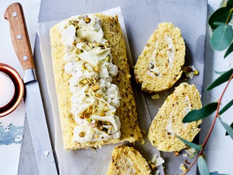 Pistache kerstrol met mascarpone