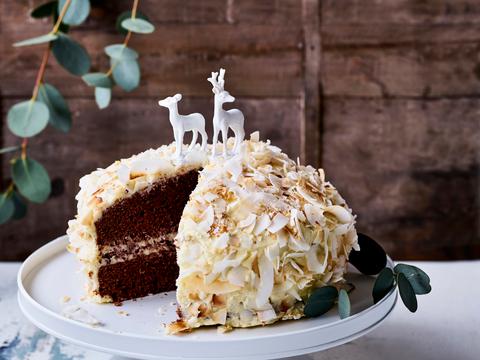 Chocoladekerstcake met kokoscrème