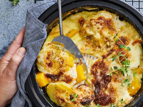 Vis-pompoengratin