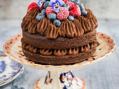 Chocolademoussetaart met bessen