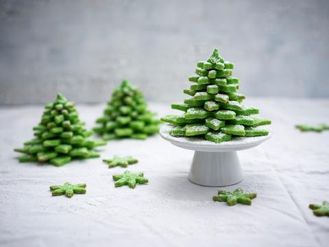 Kerstboomkoekjes met matcha