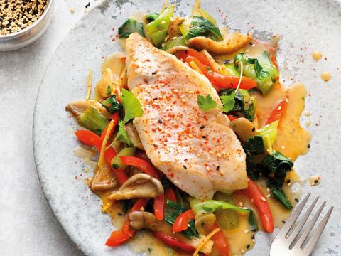 Roodbaars met paksoi